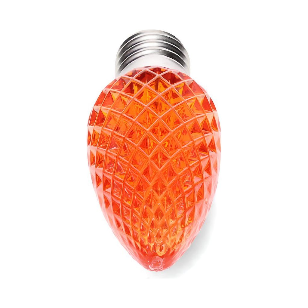 C9 Orange LED Christmas Light Bulbs, Faceted, Pack of 25