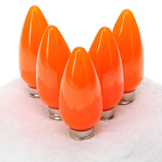 C9 Orange LED Christmas Light Bulbs, Opaque, Pack of 25