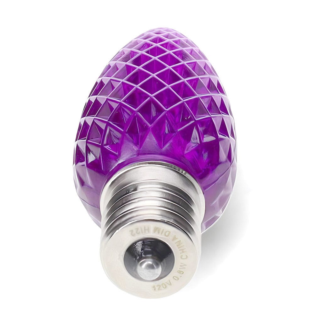 C9 Purple LED Christmas Light Bulbs, Faceted, Pack of 25