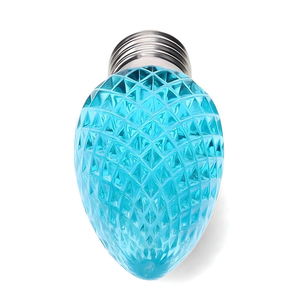 C9 Teal LED Christmas Light Bulbs, Faceted, Pack of 25