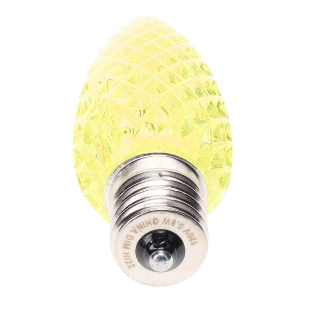 C9 Yellow / Gold LED Christmas Light Bulbs, Faceted, Pack of 25