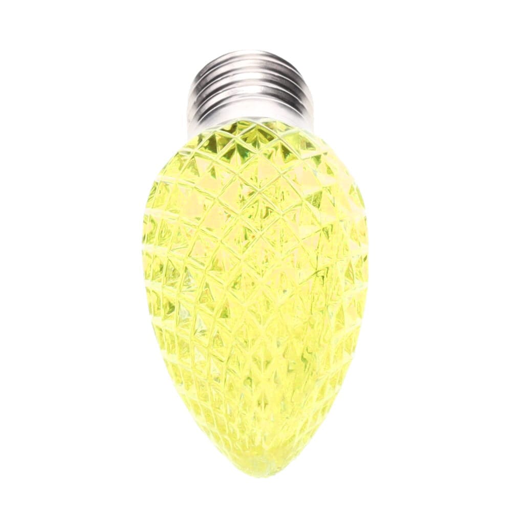 C9 Yellow / Gold LED Christmas Light Bulbs, Faceted, Pack of 25