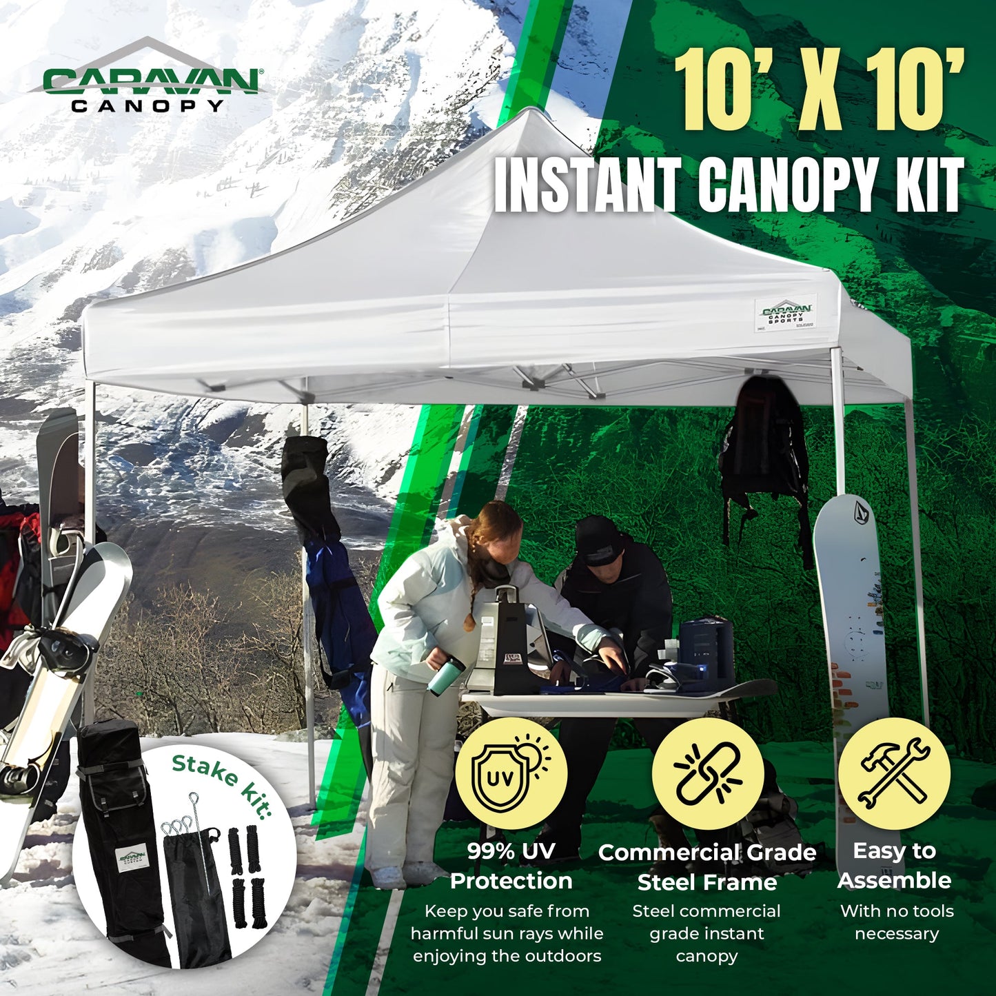 Caravan Canopy TitanShade 10 x 10 Steel Frame Portable Instant Canopy Kit, White