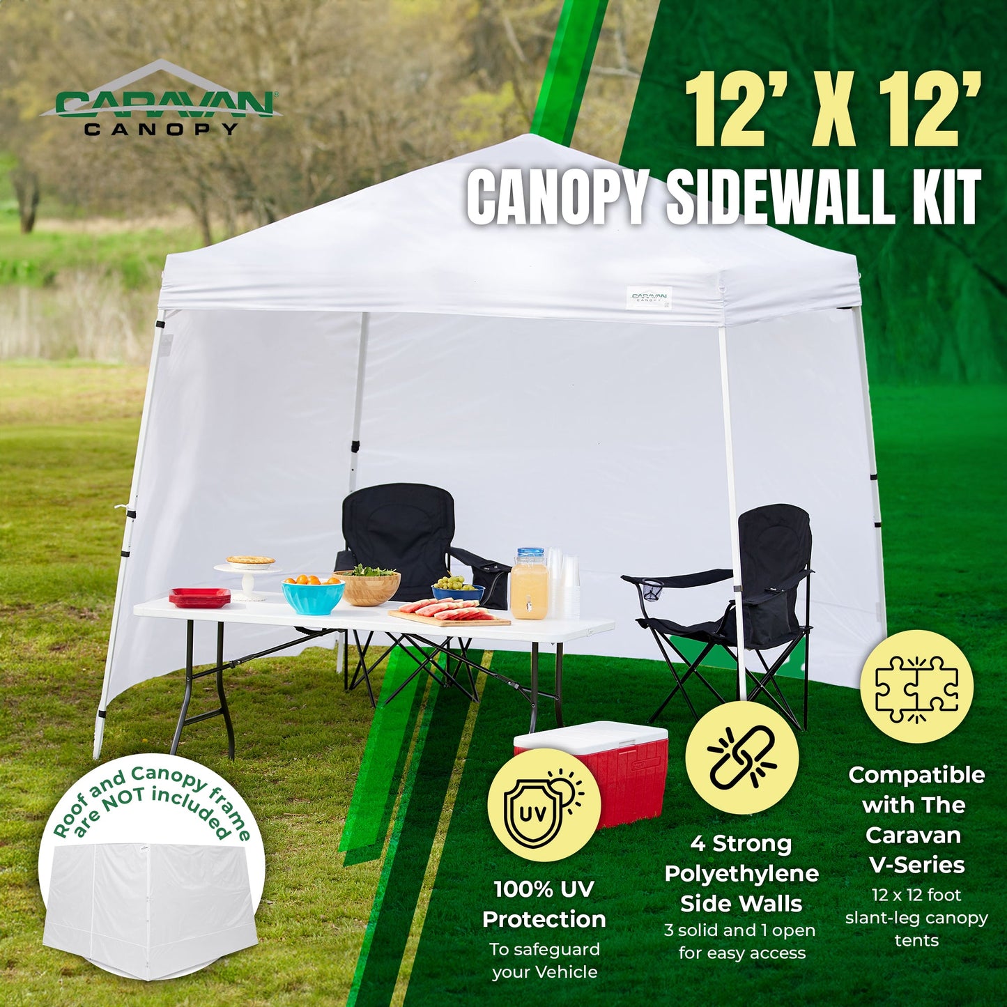 Caravan Canopy V-Series 12 x 12 Foot Tent Sidewalls Only, White (Sidewalls Only)