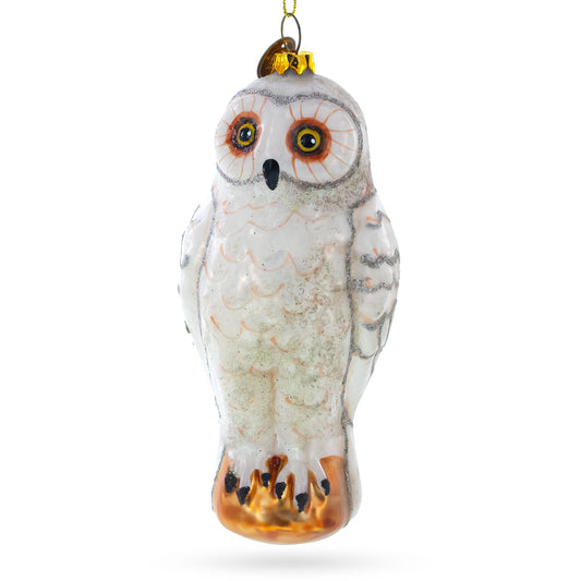 White Owl Premium Blown Glass Christmas Ornament