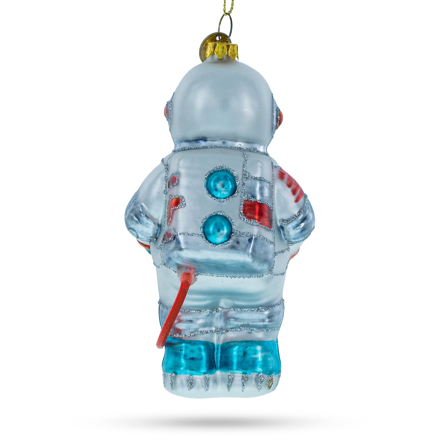 Cosmic Astronaut in Open Space Glass Christmas Ornament