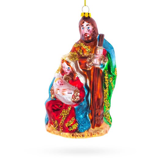 Sacred Holy Family Blown Glass Christmas Ornament