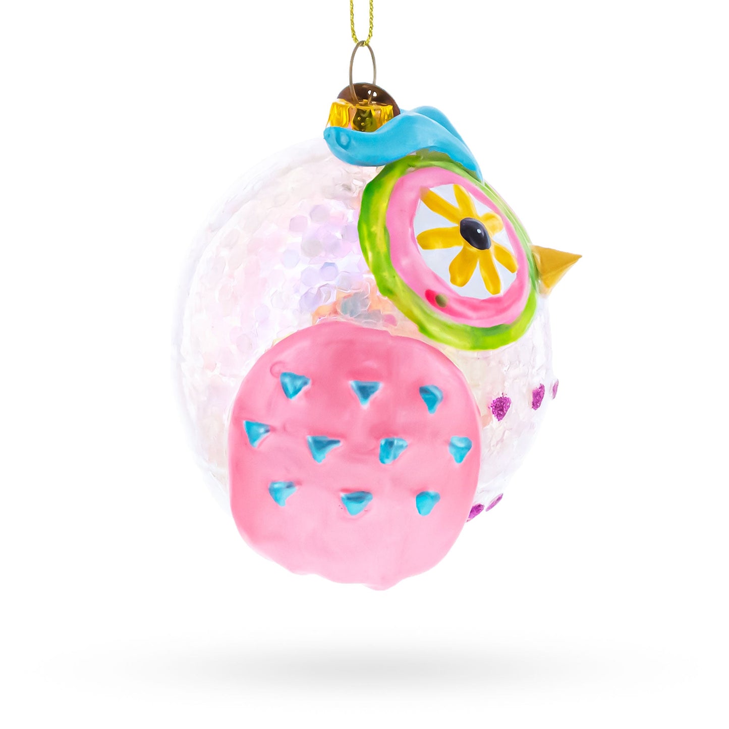 Sage Wise Owl Blown Glass Christmas Ornament