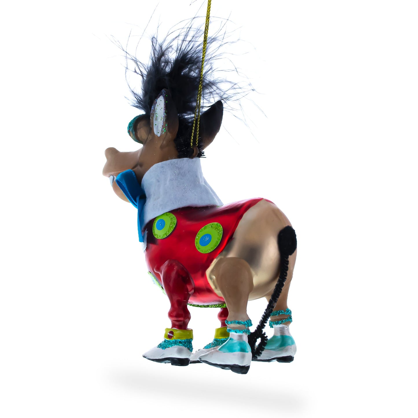 Debonair Donkey Blown Glass Christmas Ornament