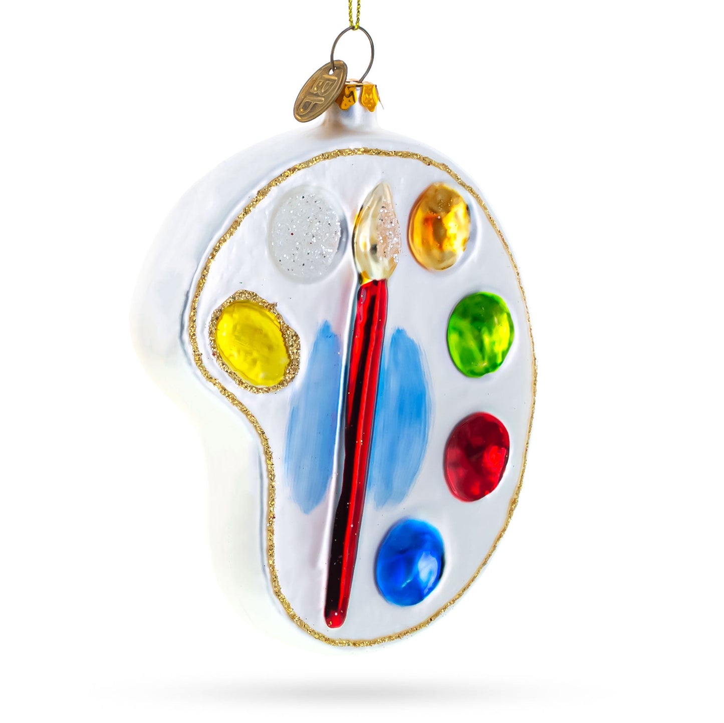 Artist's Color Palette Blown Glass Christmas Ornament