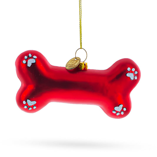 Red Bone Blown Glass Christmas Ornament