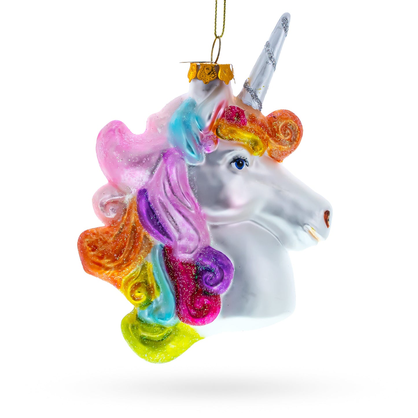 Enchanted Rainbow Unicorn Blown Glass Christmas Ornament