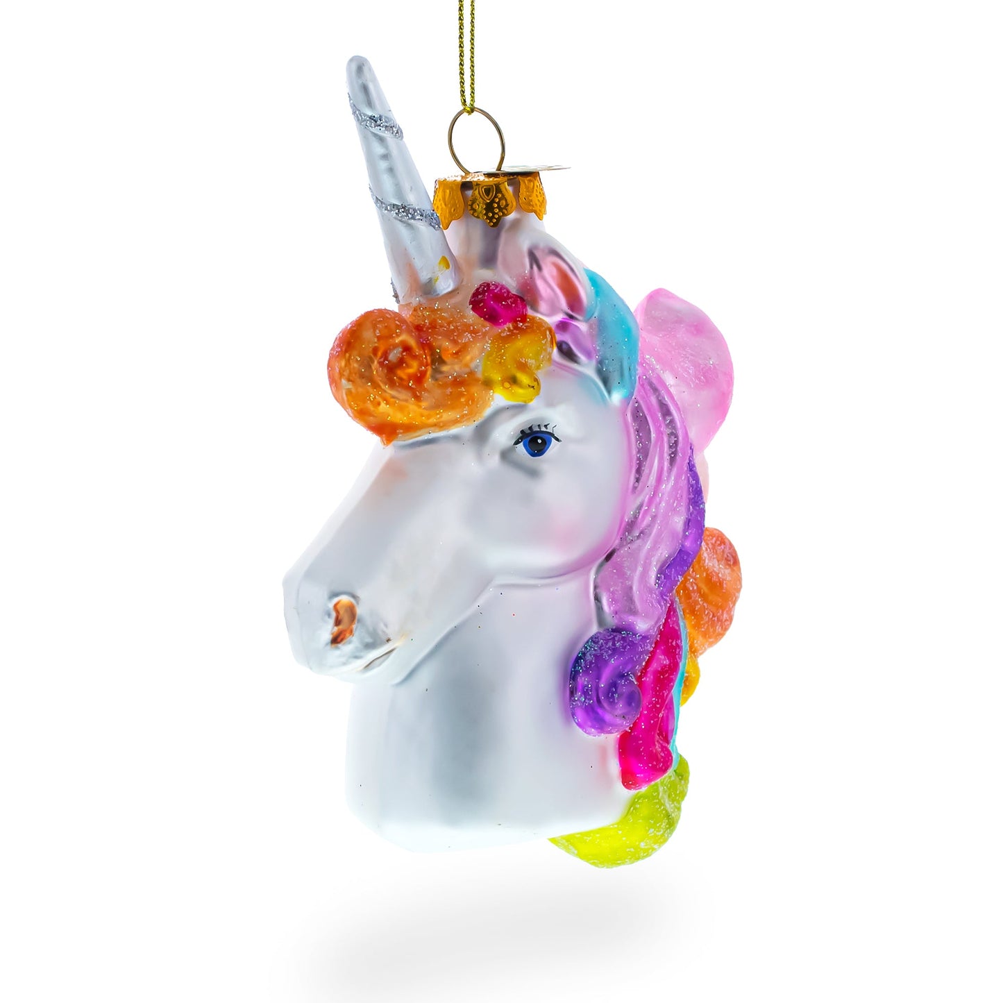 Enchanted Rainbow Unicorn Blown Glass Christmas Ornament