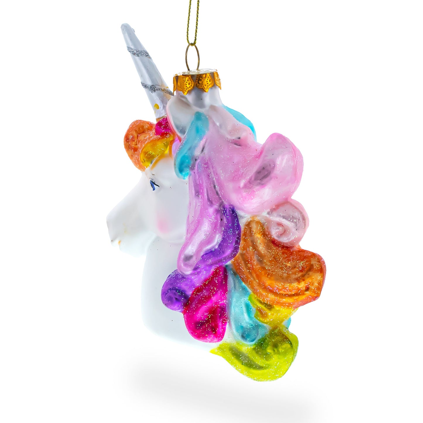 Enchanted Rainbow Unicorn Blown Glass Christmas Ornament