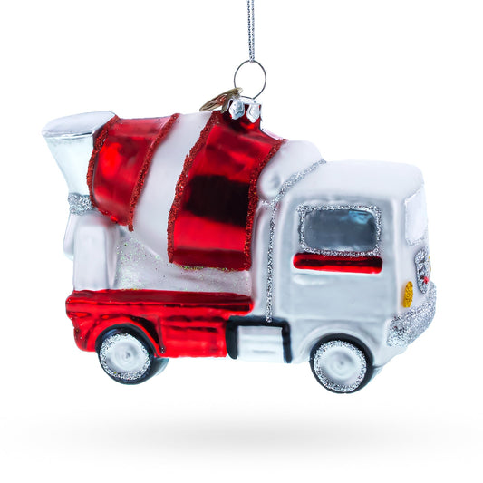 Rugged Concrete Mixer Blown Glass Christmas Ornament