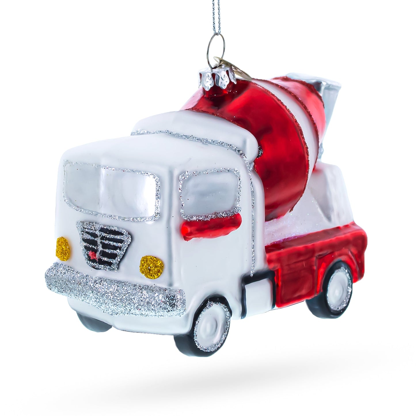 Rugged Concrete Mixer Blown Glass Christmas Ornament