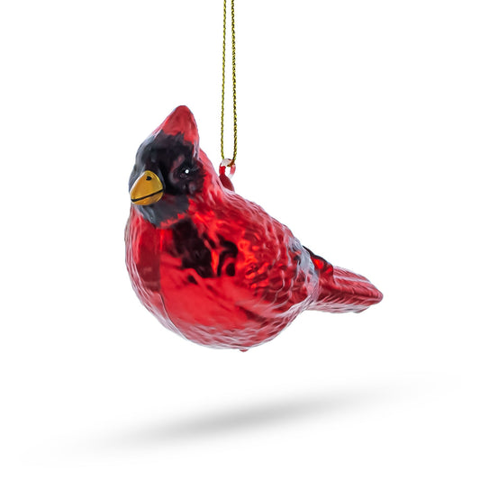 Vibrant Red Cardinal Blown Glass Christmas Ornament