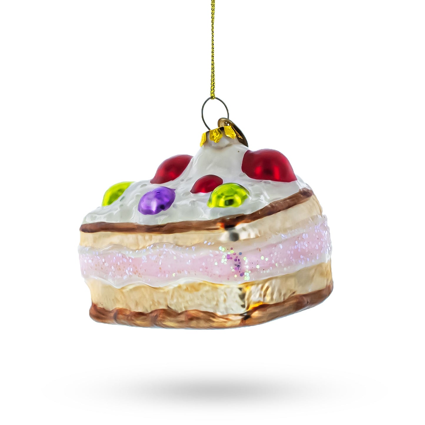 Delectable Cherry Cake Food Blown Glass Christmas Ornament