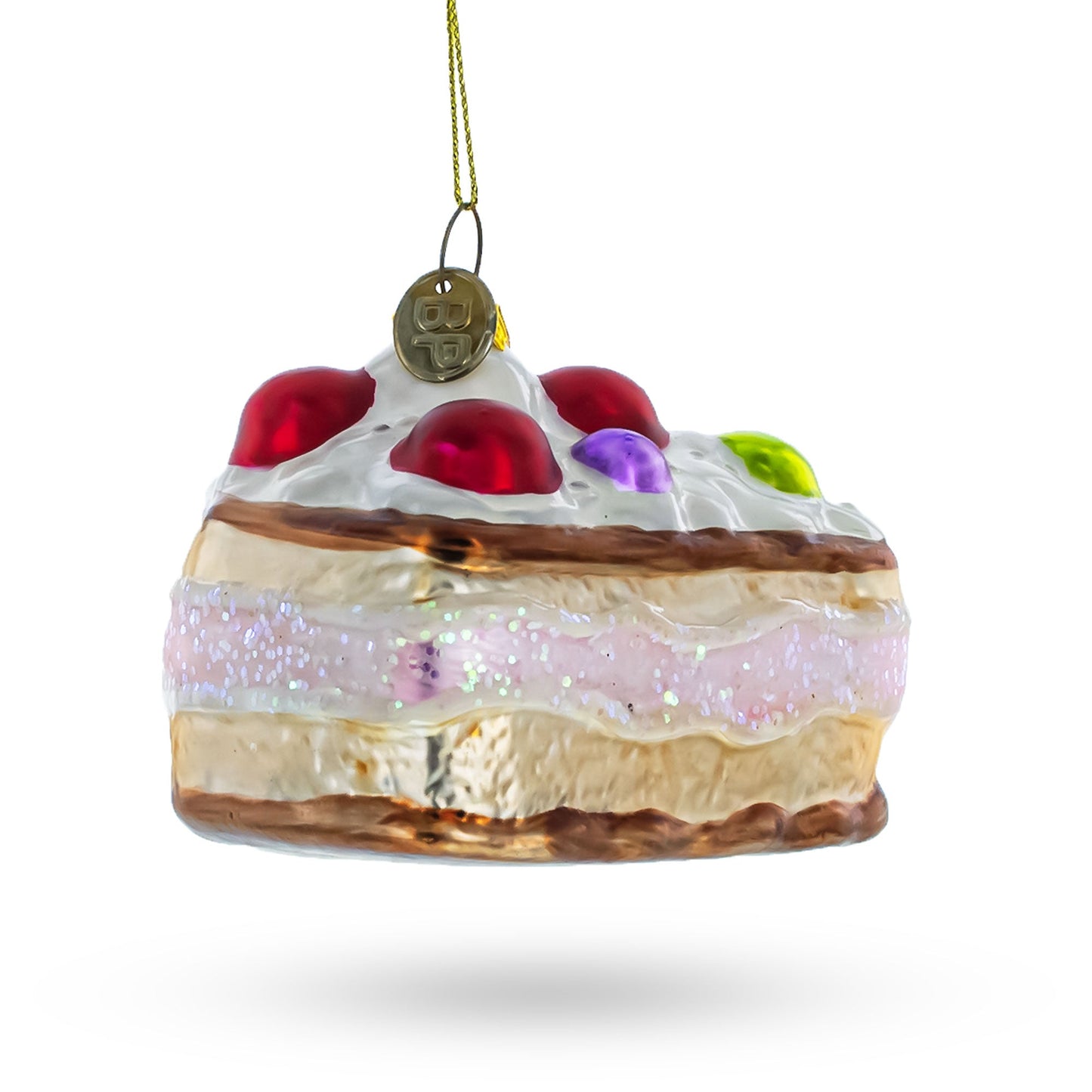 Delectable Cherry Cake Food Blown Glass Christmas Ornament