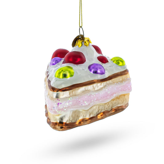 Delectable Cherry Cake Food Blown Glass Christmas Ornament