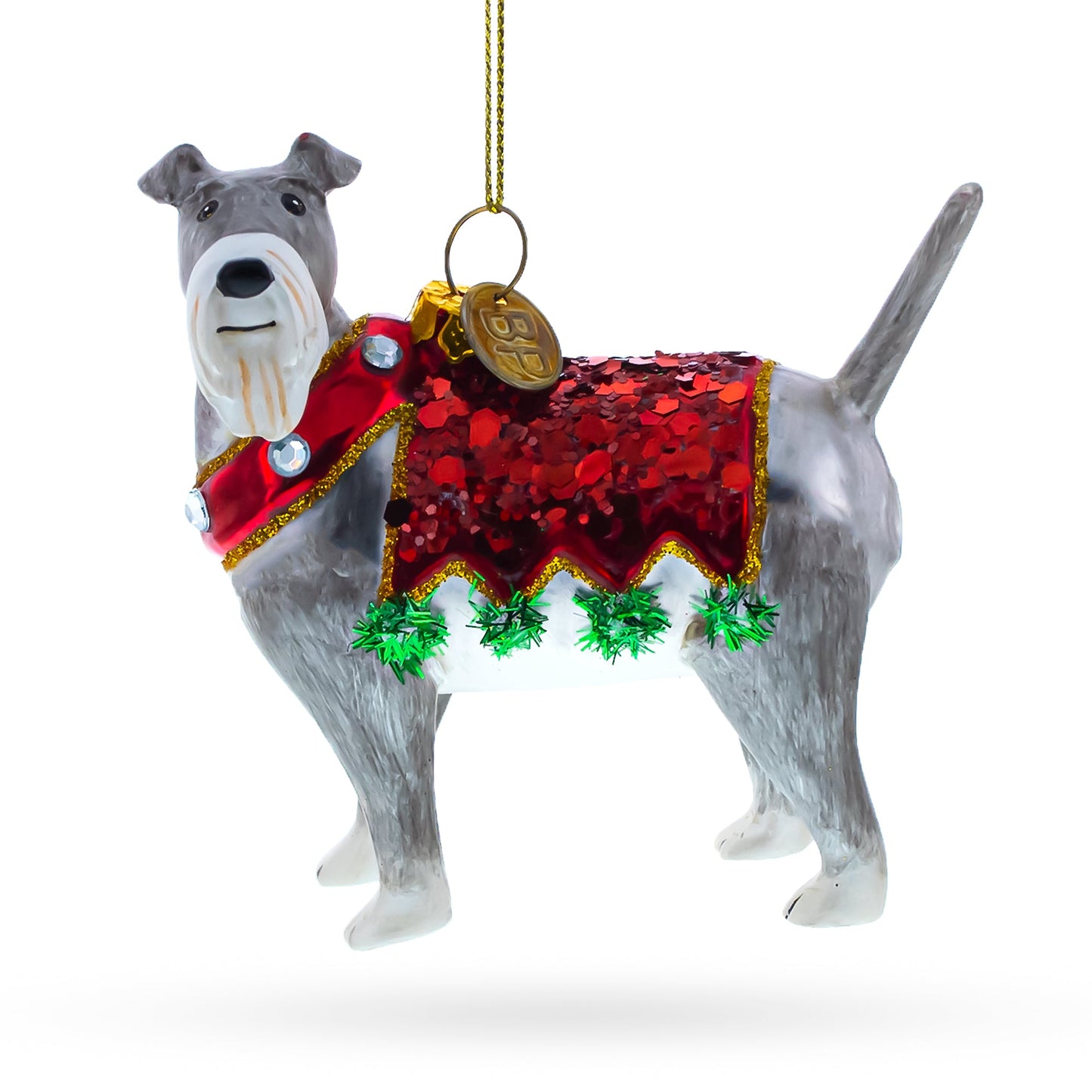 Charming Irish Terrier Blown Glass Christmas Ornament