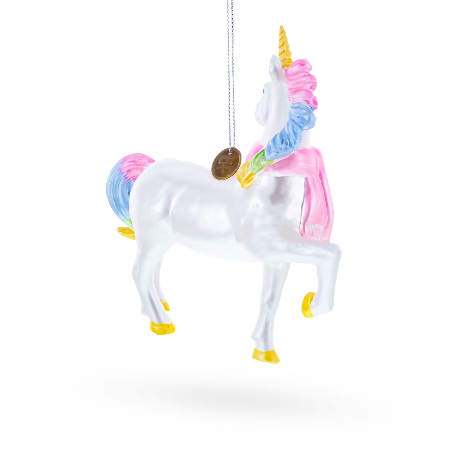 Enchanting Rainbow Unicorn Blown Glass Christmas Ornament