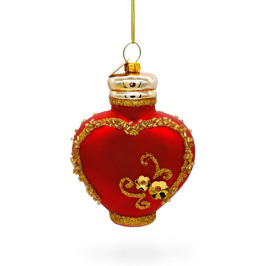 Elegant Red Perfume Bottle Blown Glass Christmas Ornament