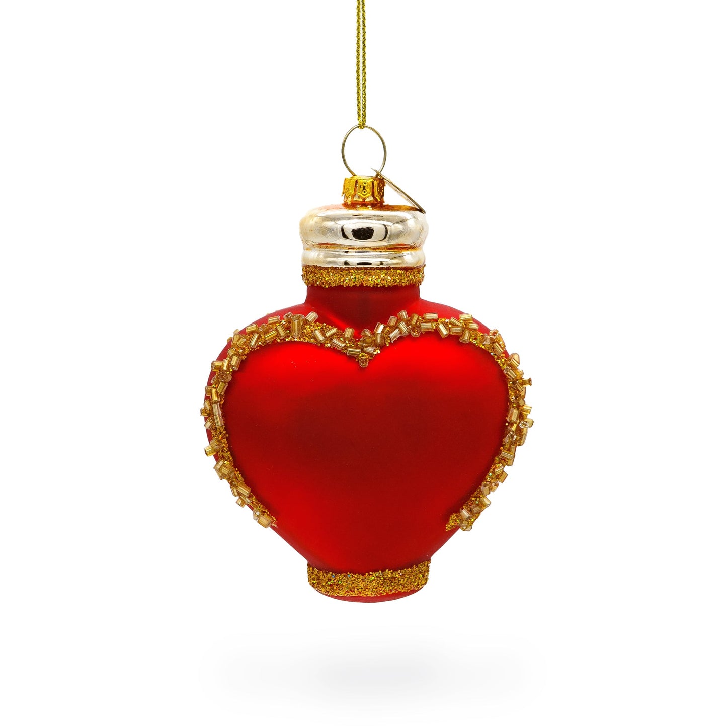 Elegant Red Perfume Bottle Blown Glass Christmas Ornament