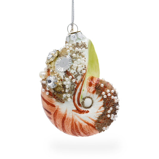 Fantastic Conch Sea Snail Shell Glass Christmas Ornament