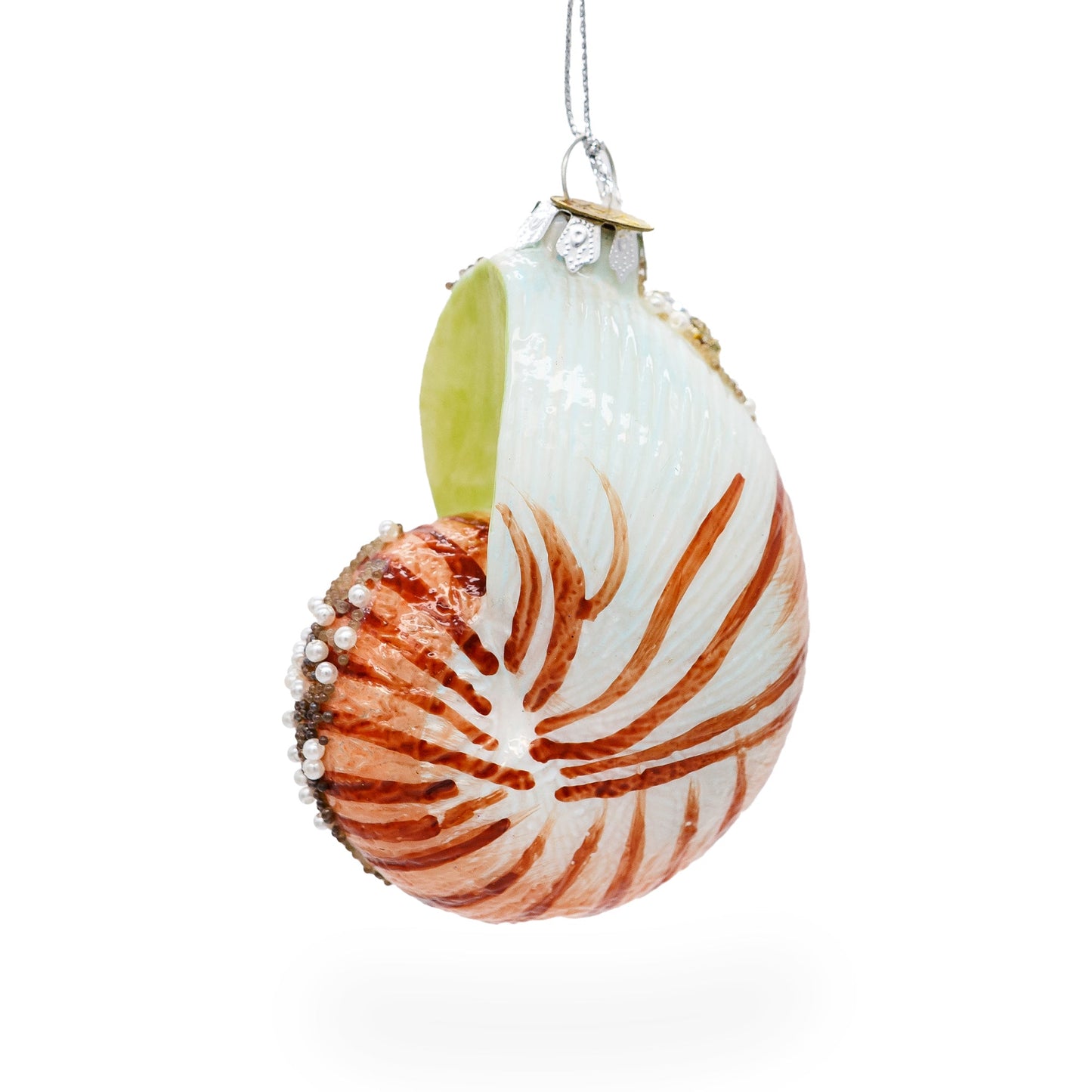 Fantastic Conch Sea Snail Shell Glass Christmas Ornament