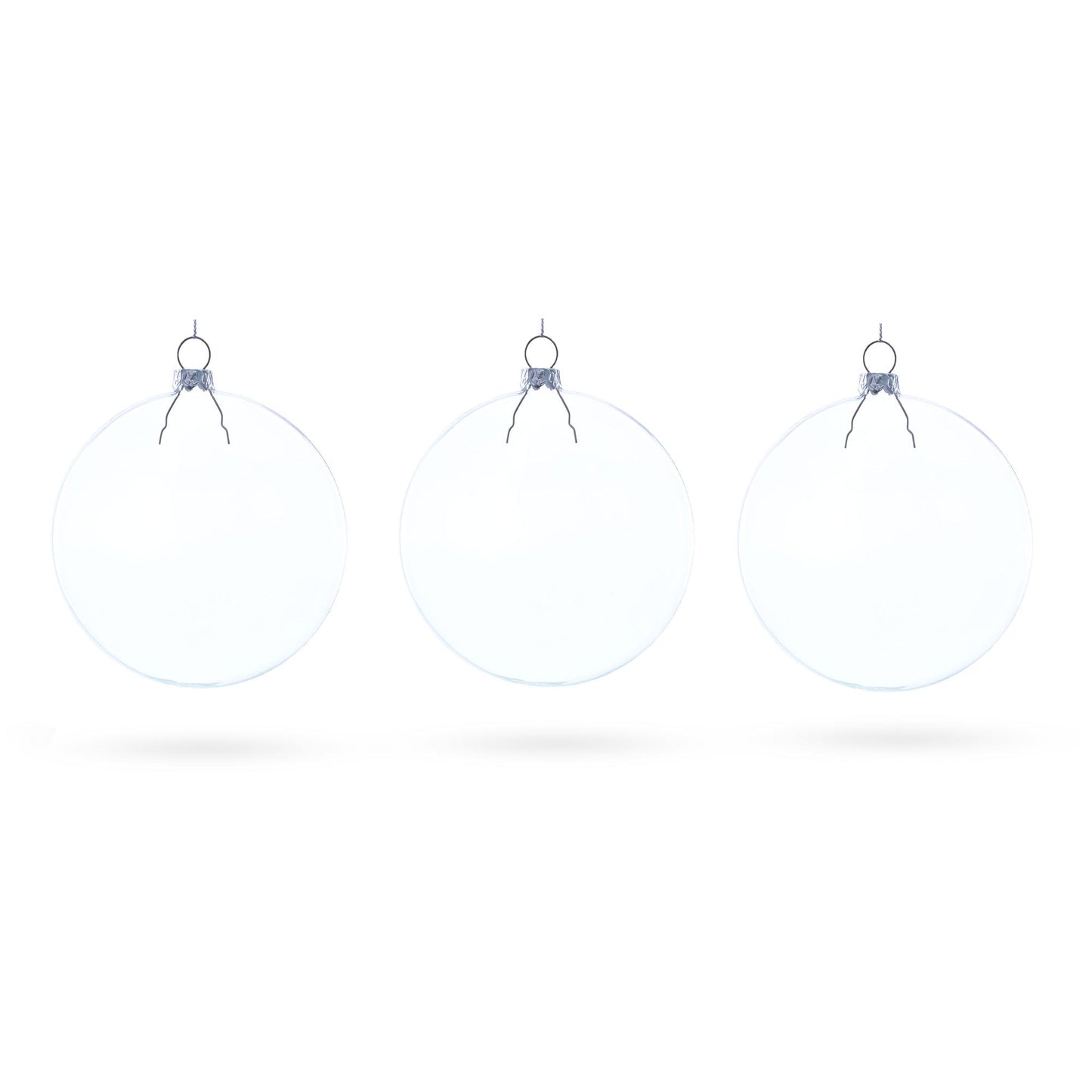 Flat Disc Clear Blown Glass Christmas Ornament