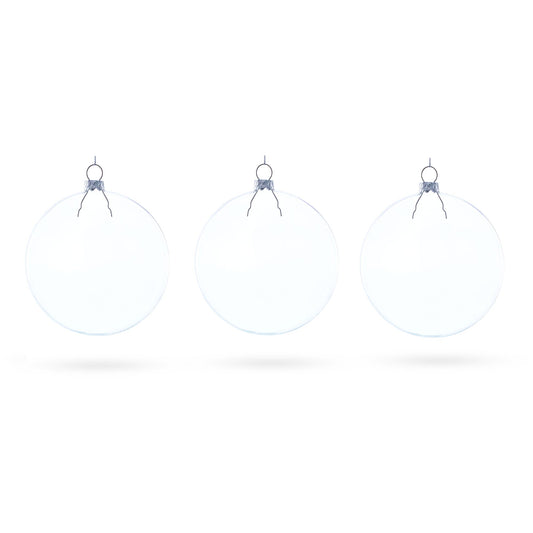 Flat Disc Clear Blown Glass Christmas Ornament