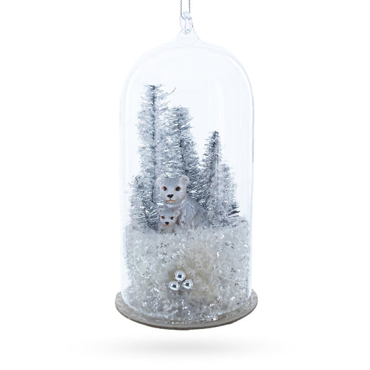 Wildwood Harmony: Bear Family in the Woods Blown Glass Christmas Ornament