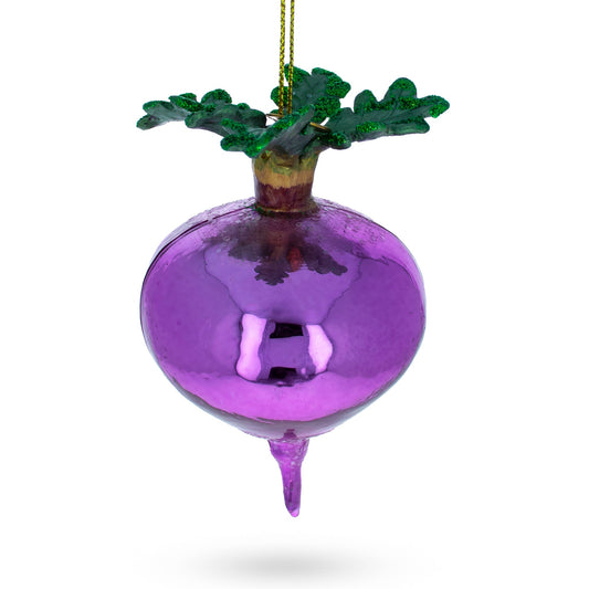 Vibrant Beetroot Blown Glass Christmas Ornament