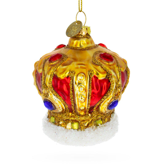 Royal Radiance: Jeweled Crown Blown Glass Christmas Ornament