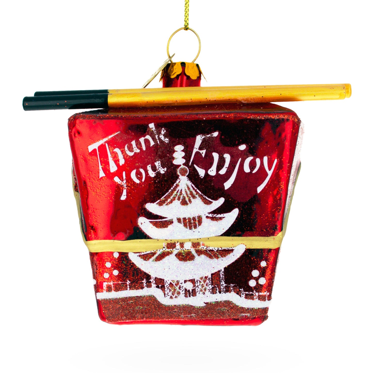 Chinese Takeout Blown Glass Christmas Ornament