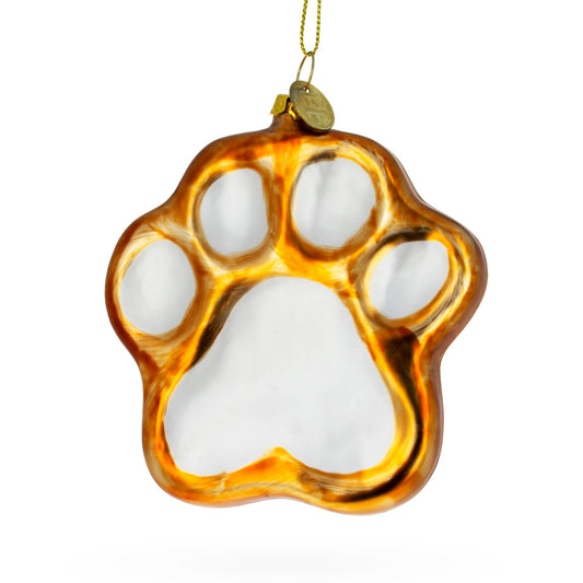 Whimsical Paw Print Blown Glass Christmas Ornament