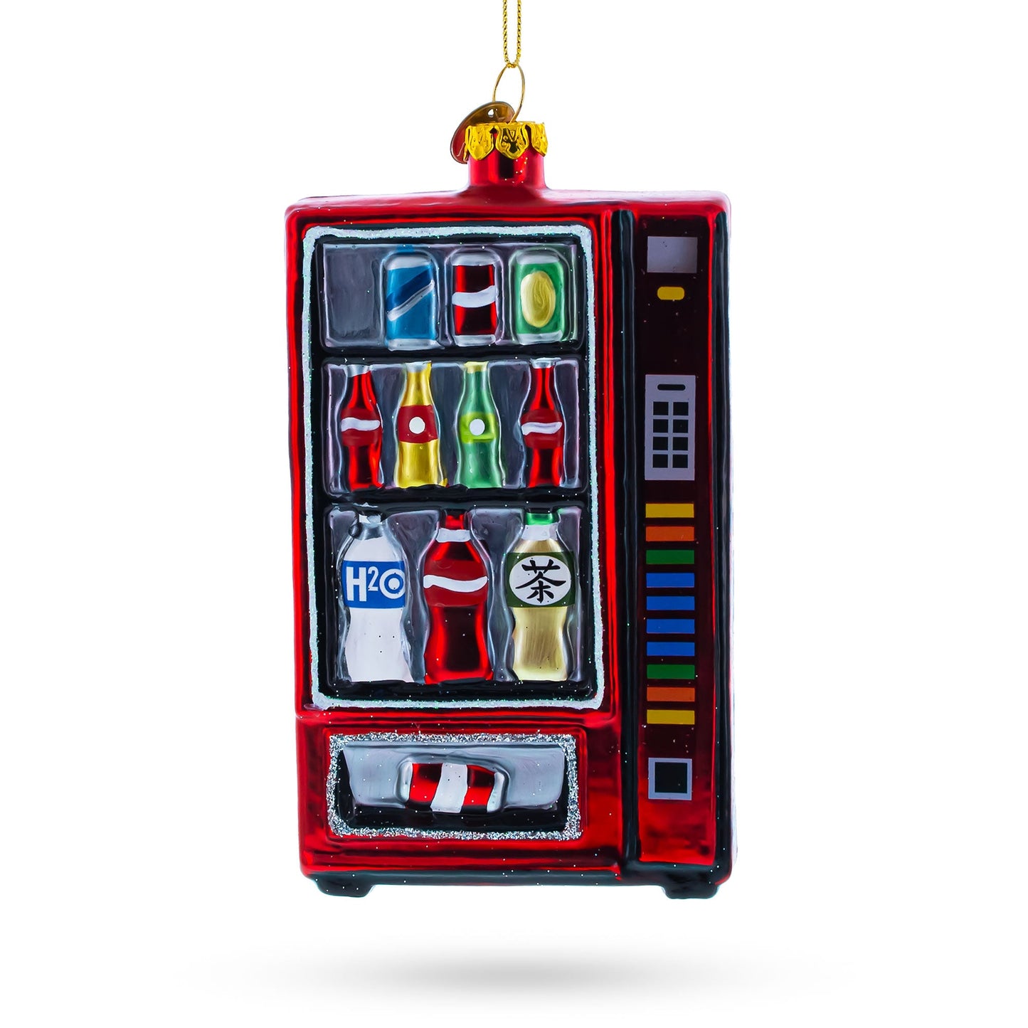 Quirky Soda Vending Machine Blown Glass Christmas Ornament