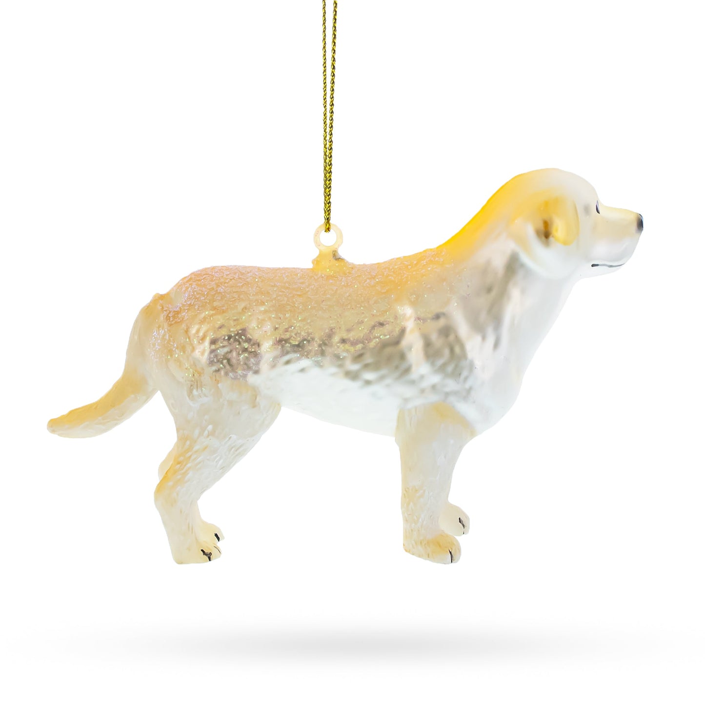 Radiant Golden Retriever in Glitter Glass Christmas Ornament