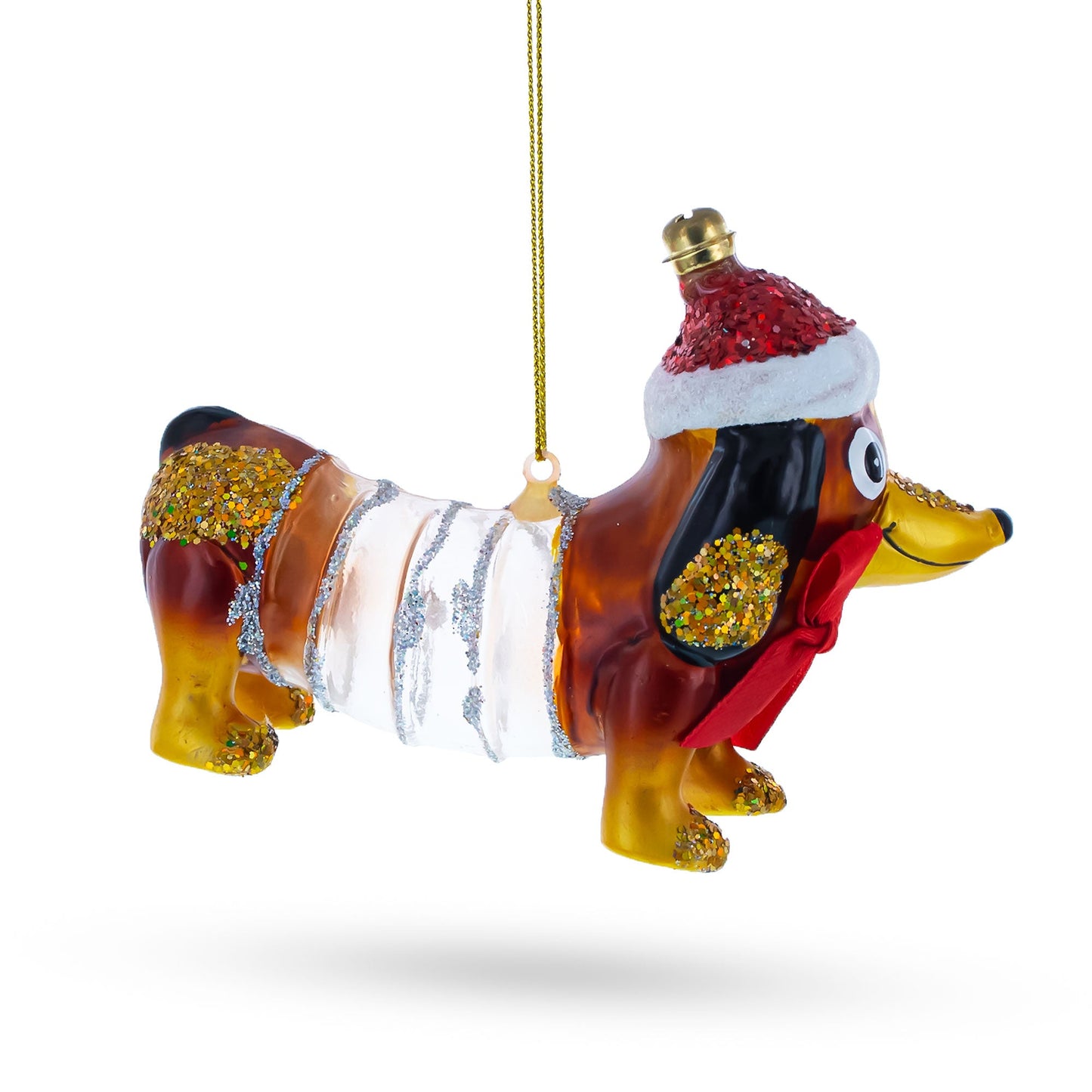 Retro Stretching Slinky Dog Blown Glass Christmas Ornament