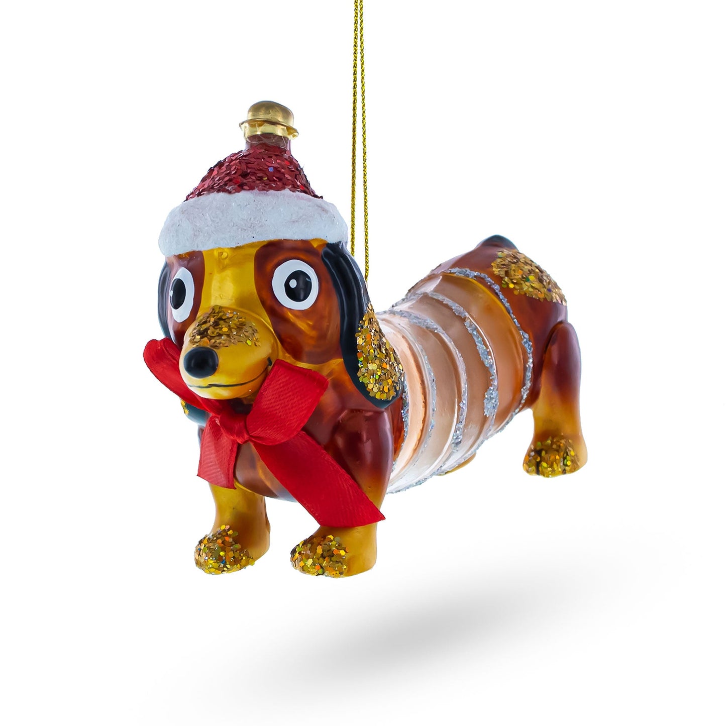 Retro Stretching Slinky Dog Blown Glass Christmas Ornament