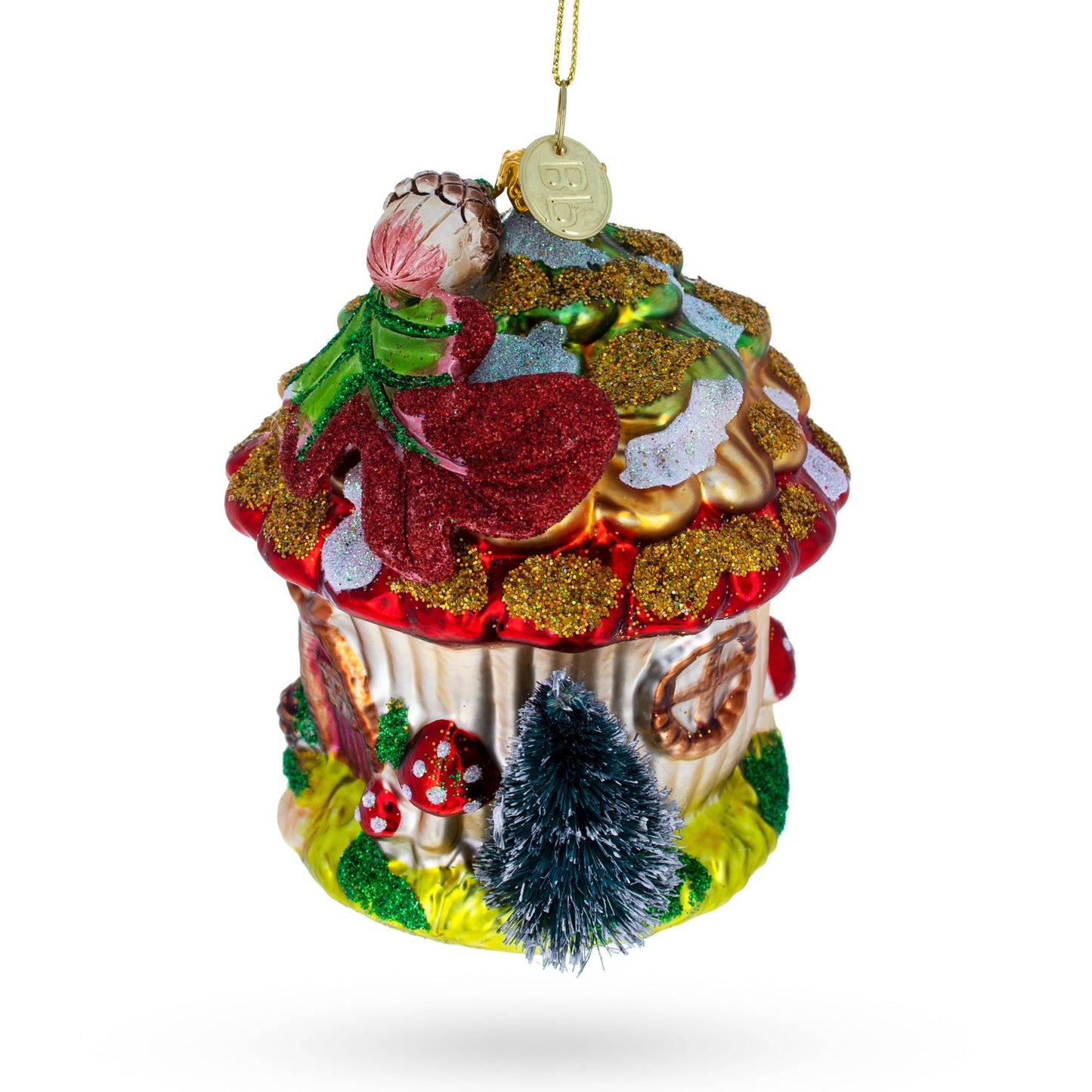 Fairy House Nestled in a Woodland Glade Blown Glass Christmas Ornament