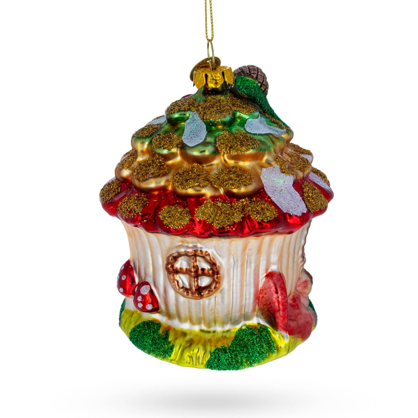 Fairy House Nestled in a Woodland Glade Blown Glass Christmas Ornament