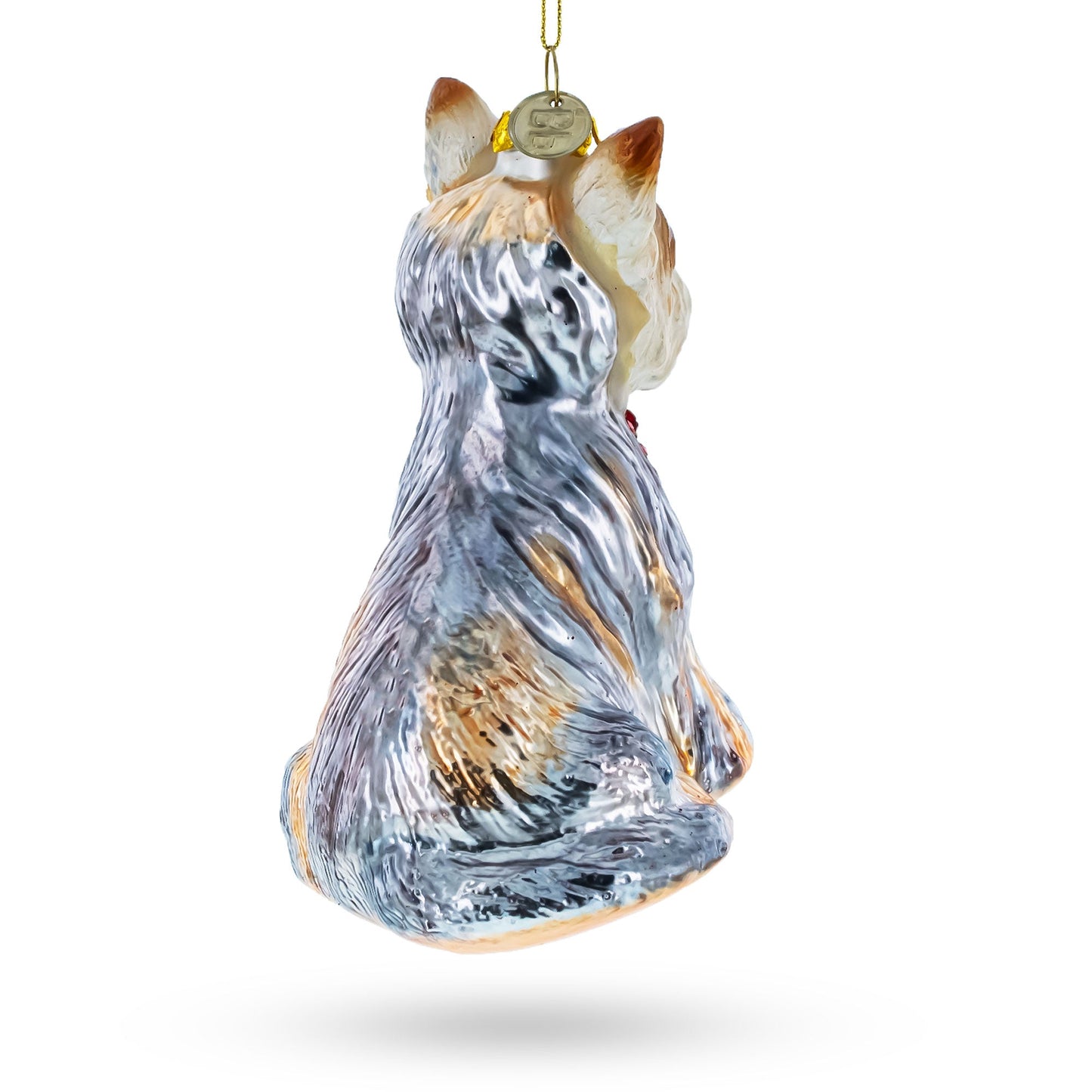 Yorkshire Terrier Blown Glass Christmas Ornament