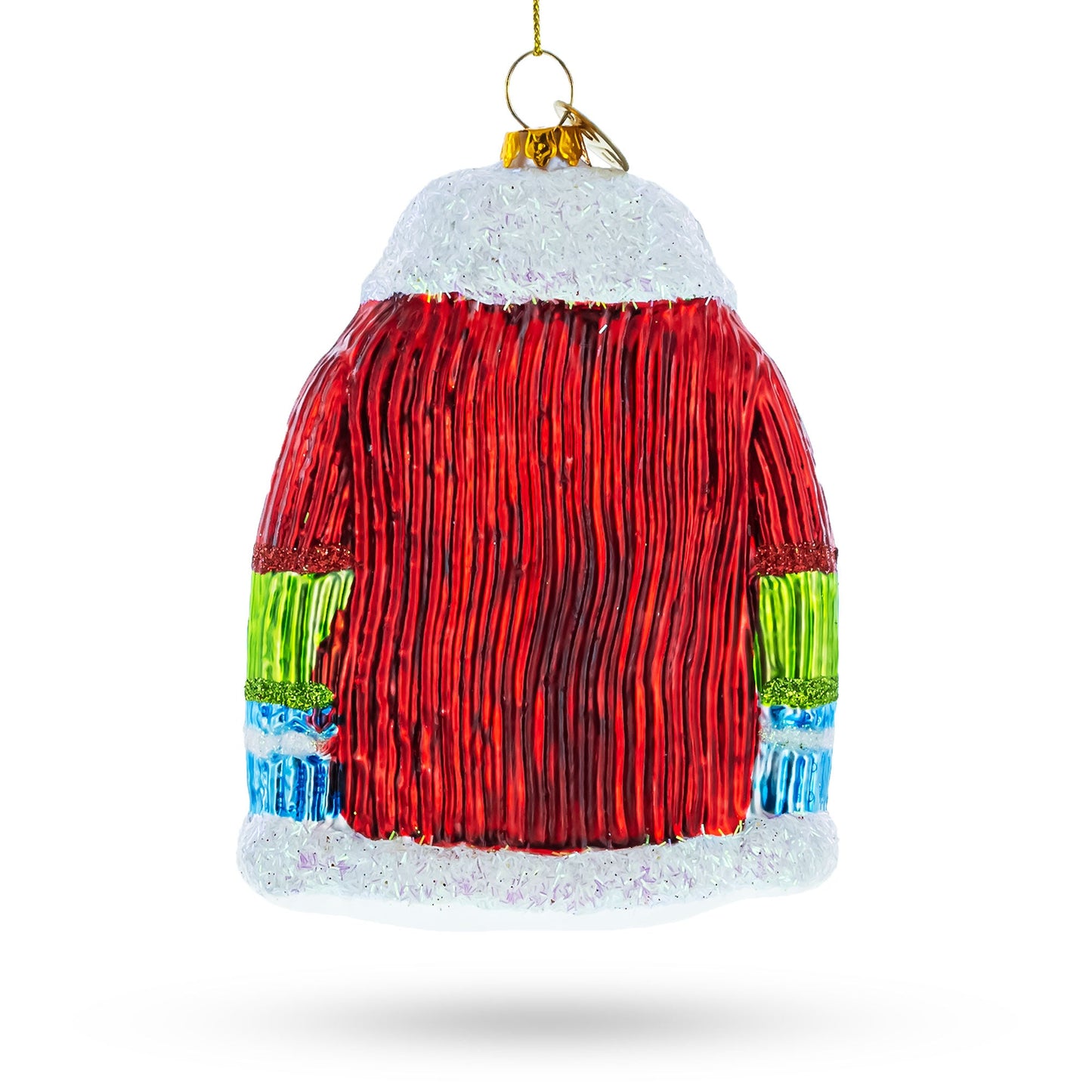 Christmas Jacket Adorned with Santa and Reindeer Glass Christmas Ornament