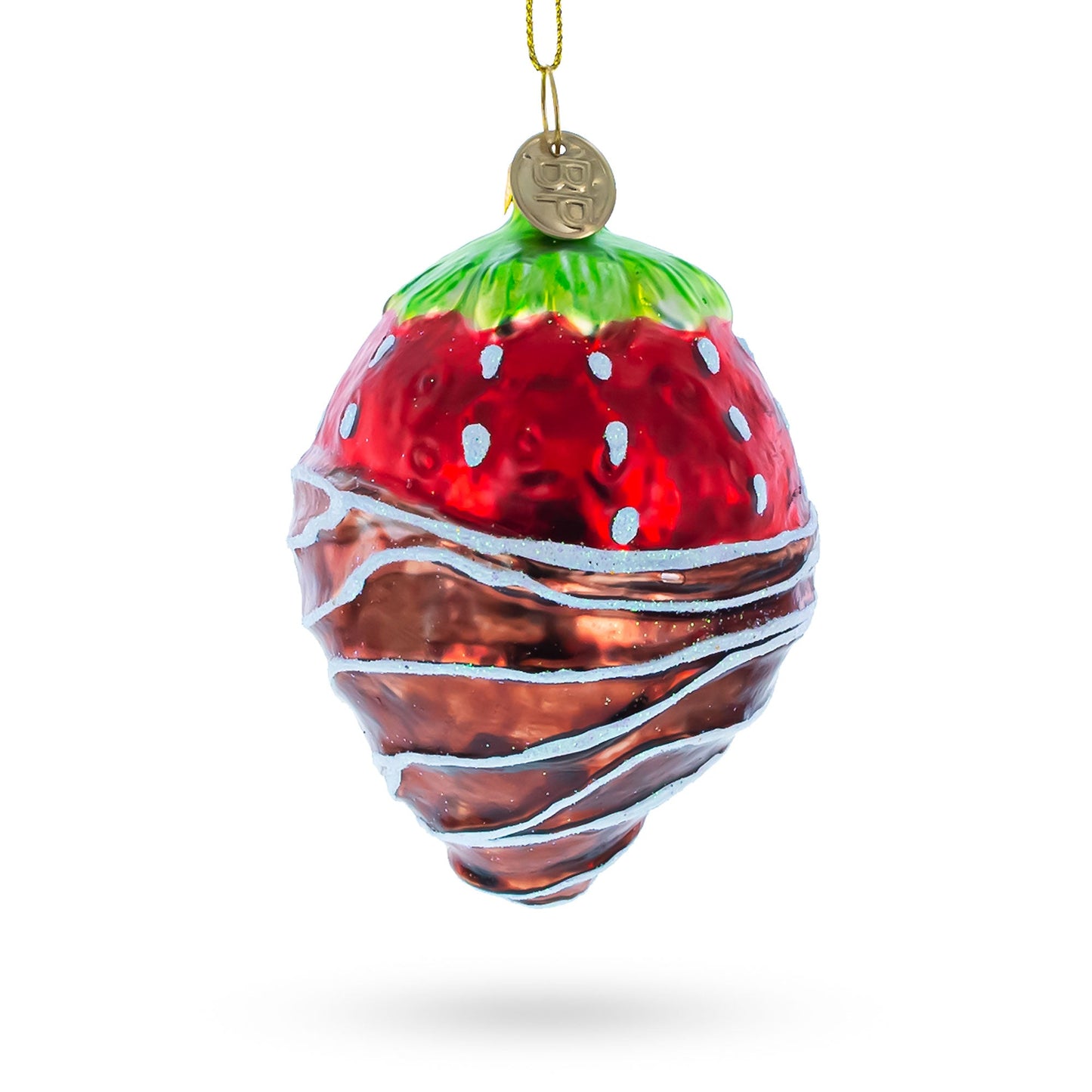 Chocolate-Dipped Strawberry Blown Glass Christmas Ornament