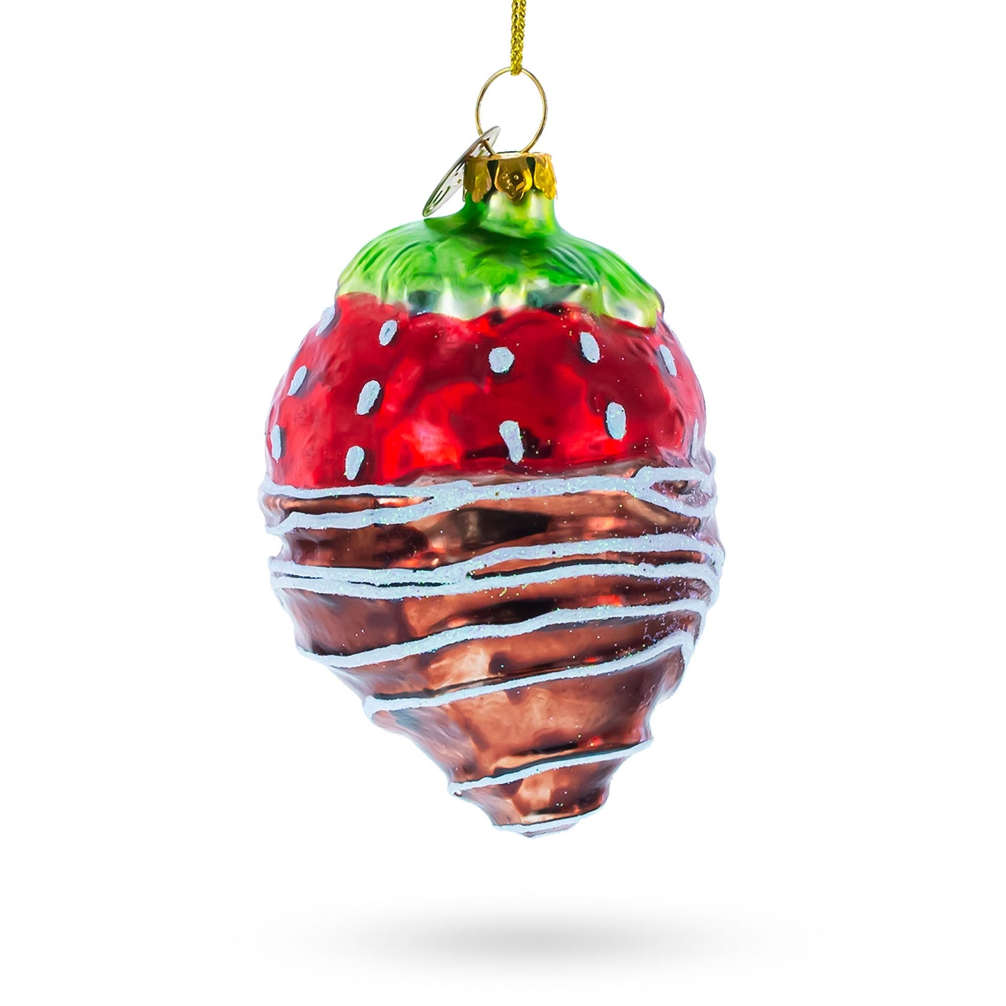 Chocolate-Dipped Strawberry Blown Glass Christmas Ornament