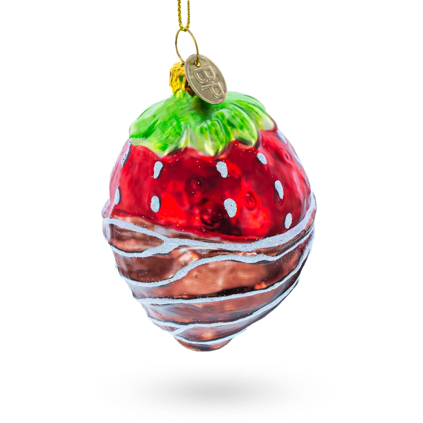 Chocolate-Dipped Strawberry Blown Glass Christmas Ornament