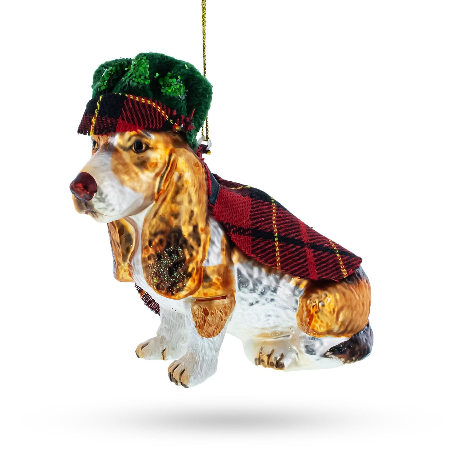 Dapper Spaniel Dog in Hat and Cape Glass Christmas Ornament