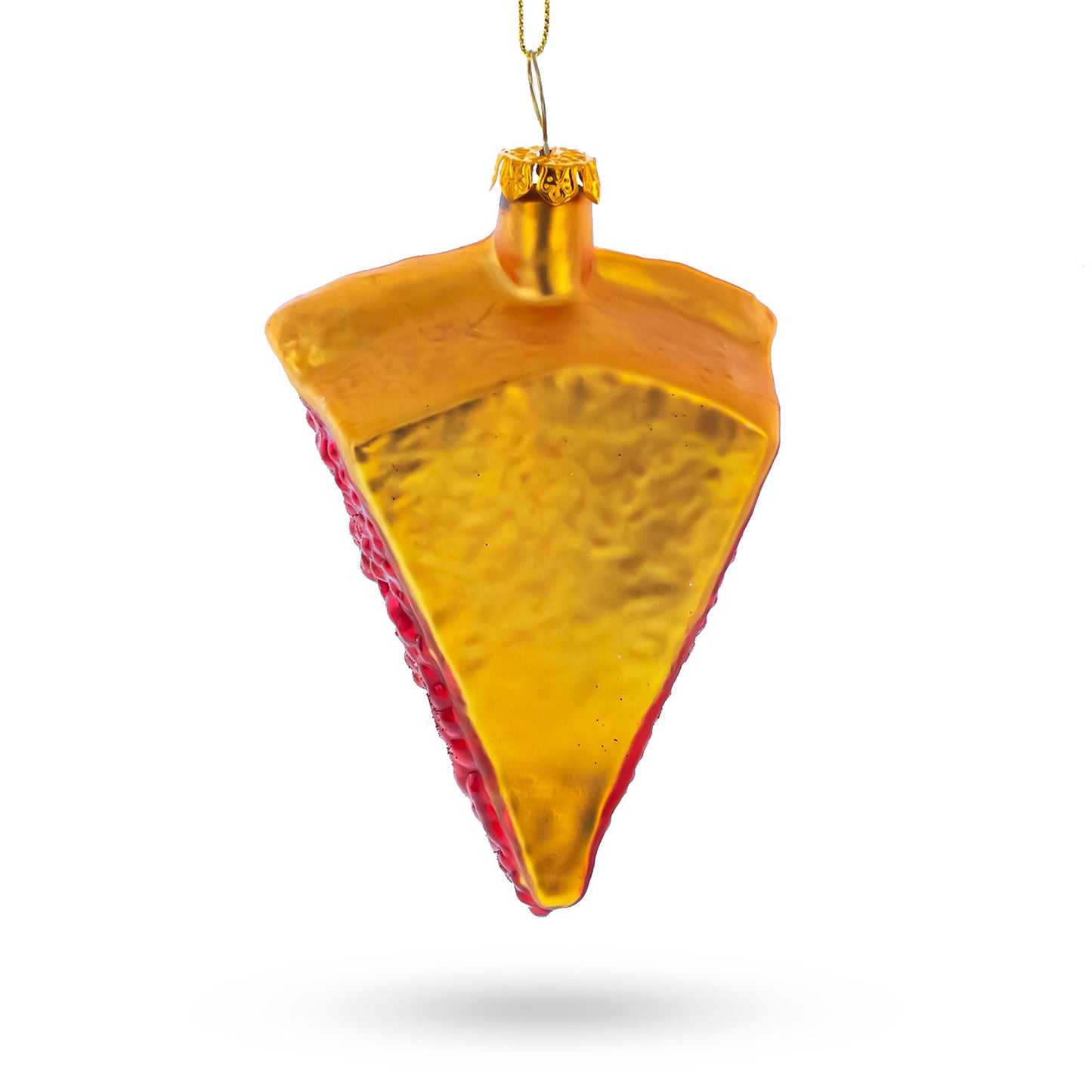 Delectable Cherry Pie Slice Blown Glass Christmas Ornament